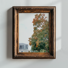 Load image into Gallery viewer, Vertical Fall Foliage Art framed in dark wood