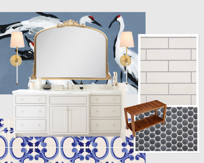 Florida Bathroom with Crane Mural