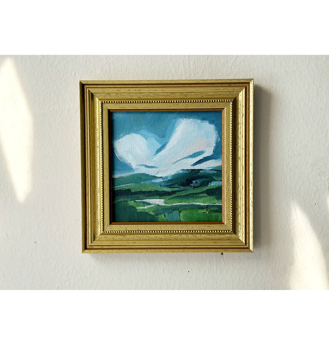 In the Valley, Mountain Landscape, Original Painting on Board