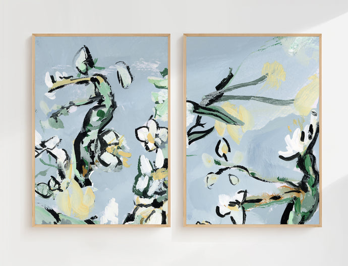 Euphrates Garden, Abstract Floral, Set of 2 Prints