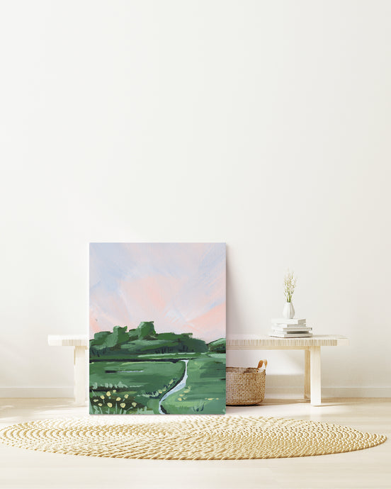 Rosé Twighlight, Pink and Green Landscape on Canvas Wrap