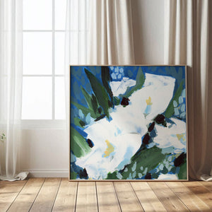 Boho Blue Floral, Fine Art Print