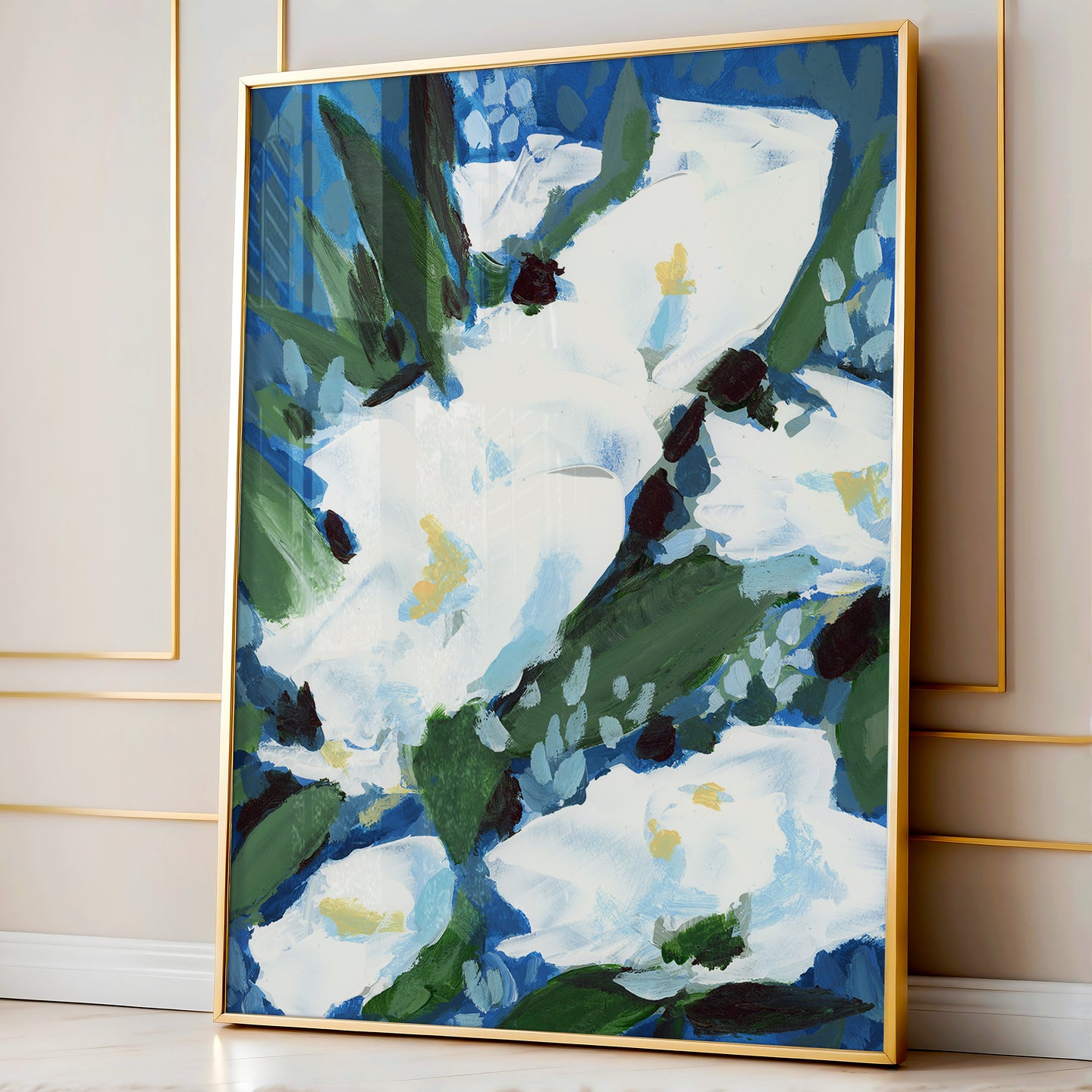 Boho Blue Floral, Fine Art Print