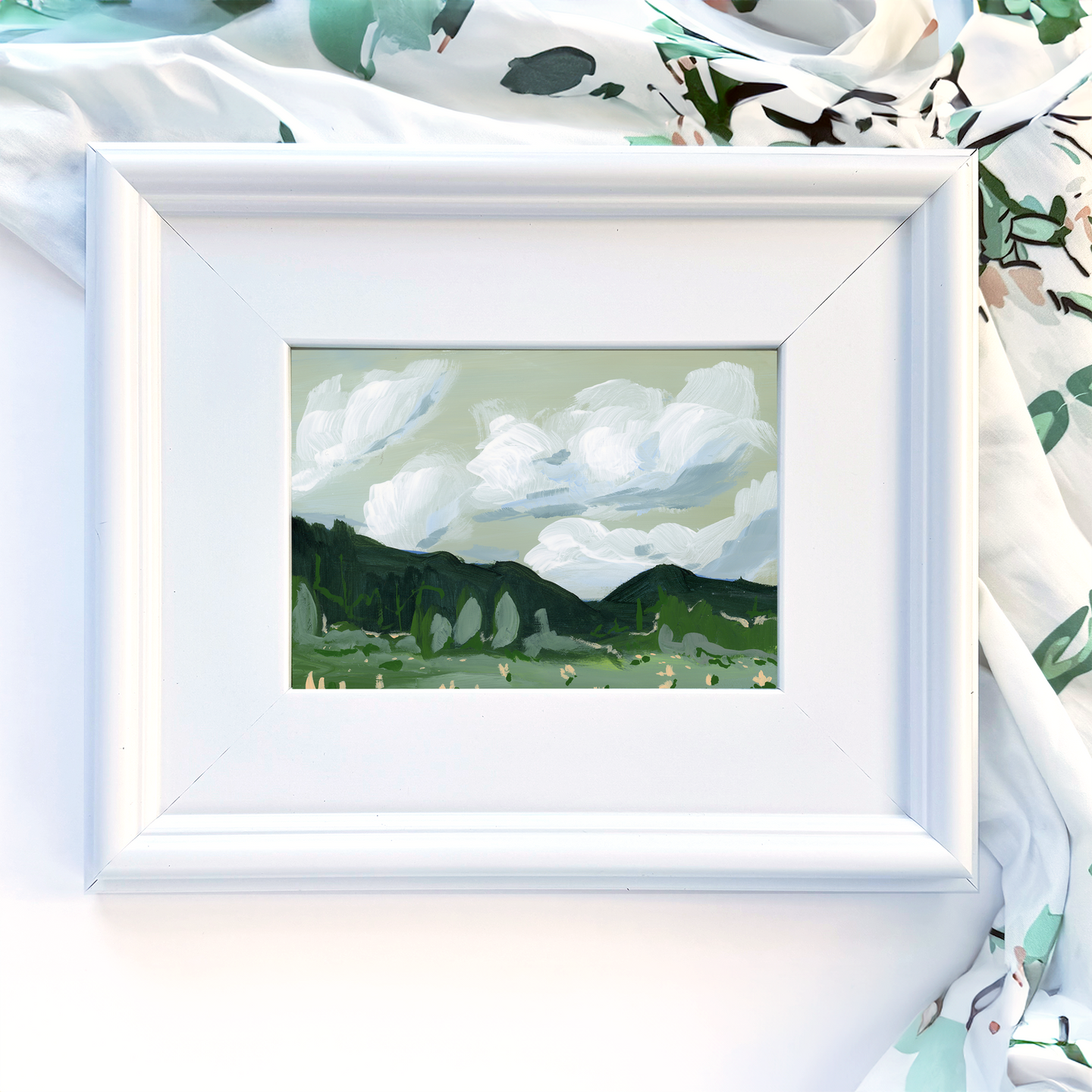 Horizontal coastal landscape painting