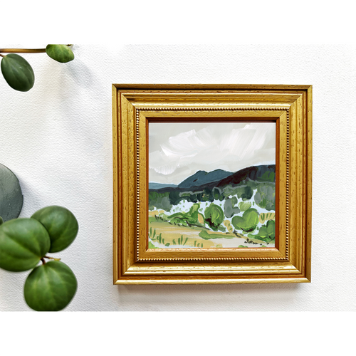 Gold Mountain Landscape, Original Painting on Canvas Board