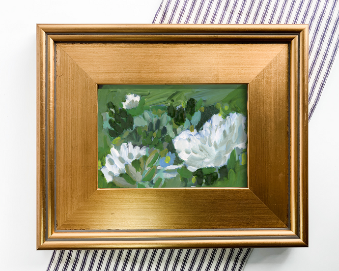 Green Floral in Oil, Painting on Canvas