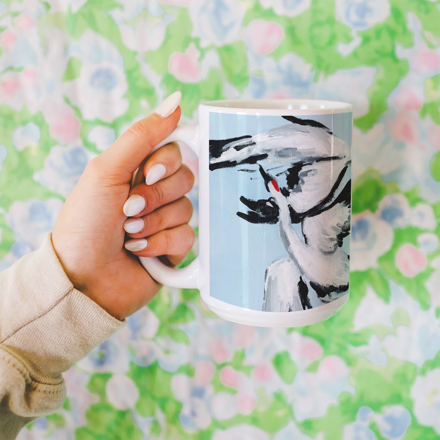 Blue Crane Grouping, Ceramic Mug