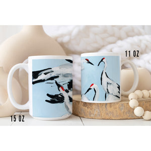 Blue Crane Grouping, Ceramic Mug