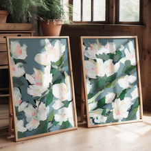 Load image into Gallery viewer, Midnight Garden, Hague Blue, Abstract Floral, Set of 2 Prints