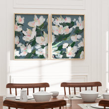 Load image into Gallery viewer, Midnight Garden, Hague Blue, Abstract Floral, Set of 2 Prints