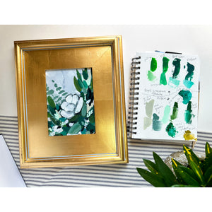 Botanical Floral in Greens, Painting on Canvas