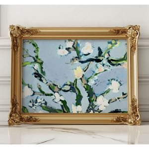 Contemporary Floral Art Print- Horizontal- framed 
