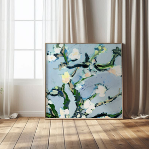 Contemporary Floral Art Print- Horizontal- framed 