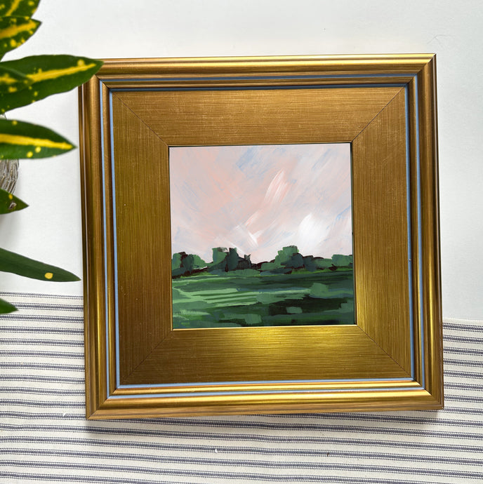 Rosé Twighlight, Pink and Green Landscape Painting