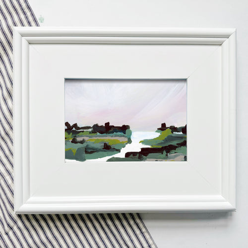 Purple Marsh, Art Print Framed in White