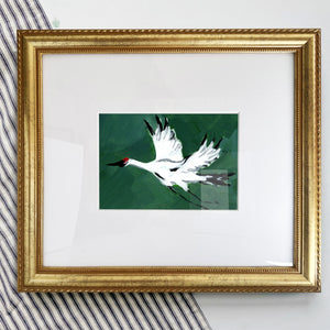 Single Crane in Flight (Deep Green), Fine Art Print