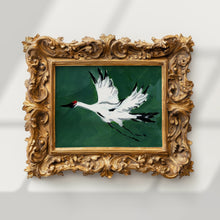 Load image into Gallery viewer, Single Crane in Flight (Deep Green), Fine Art Print