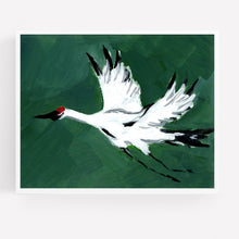 Load image into Gallery viewer, Single Crane in Flight (Deep Green), Fine Art Print