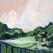 Load image into Gallery viewer, Square abstract landscape painting in pink