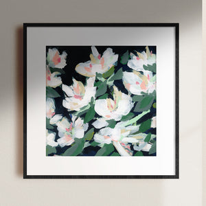 White Blossoms at Midnight, Fine Art Print