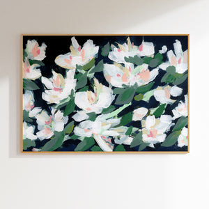 White Blossoms at Midnight, Fine Art Print