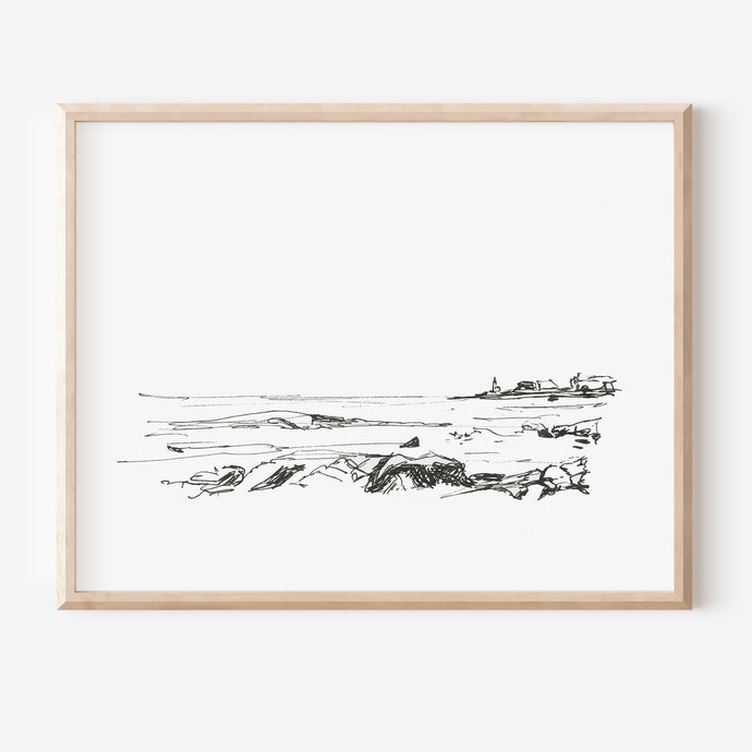 Coastal Line Drawing, Gloucester Coast, Fine Art Print