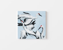 Load image into Gallery viewer, Sandhill Crane Grouping on Light Blue on Canvas Wrap