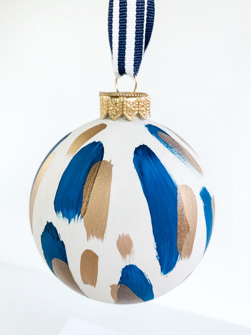 Ocean Shimmer - Blue and Gold Hand Painted Ornament