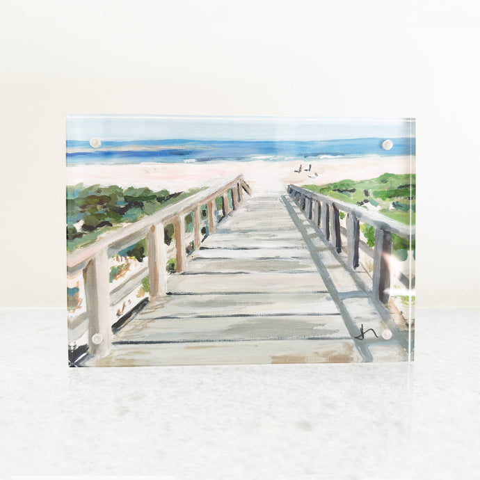 Beach Boardwalk in Acrylic Tabletop Frame