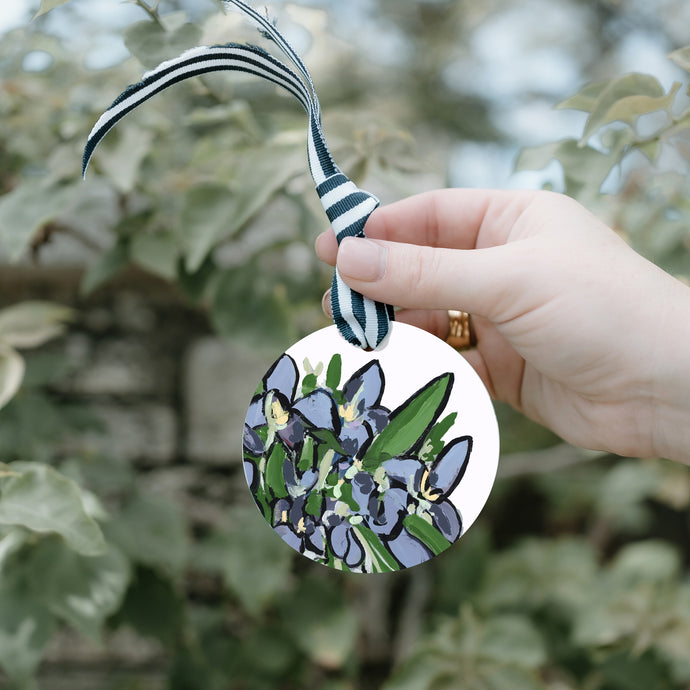 Iris Ornament on Metal