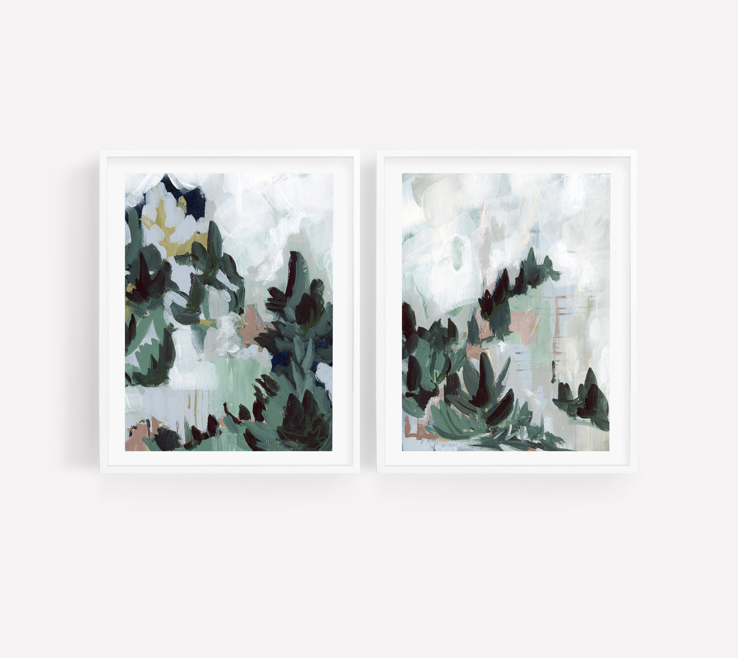Modern Forest, Abstract Landscape Set of 2 Prints